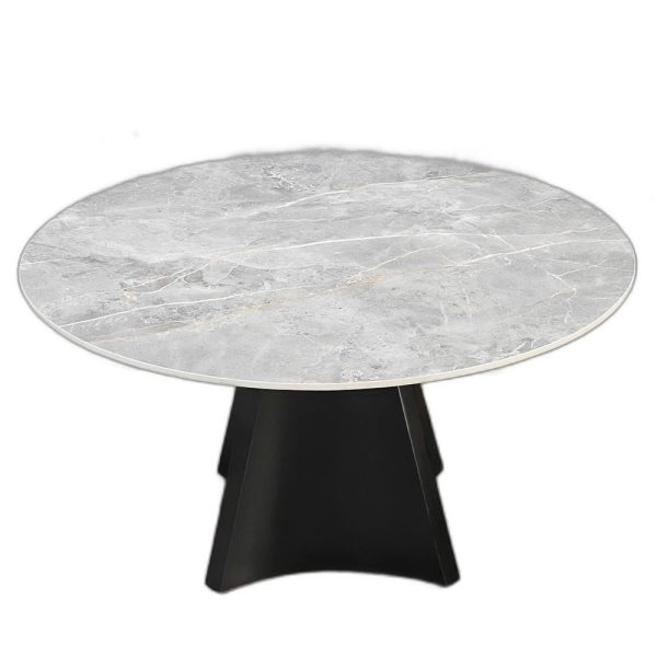 Bàn ăn tròn GRAVO 140cm mặt đá ceramic chân sắt