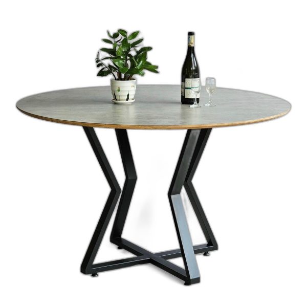 Bàn ăn tròn VERA120x120cm gỗ tràm chân sắt sơn tĩnh điện