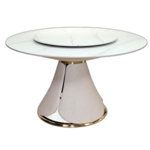 Bàn ăn tròn xoay Royal mặt đá chân bọc da GAK-T133