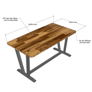 Bàn ăn VAP 140x80cm Gỗ Tràm chân sắt sơn tĩnh điện - hình 1