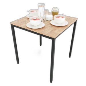 Bàn ăn vuông 70x70cm gỗ cao su chân sắt lắp ráp