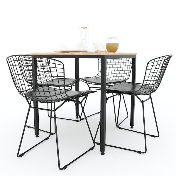 Bàn ăn vuông 70x70cm gỗ cao su chân sắt lắp ráp - hình 2