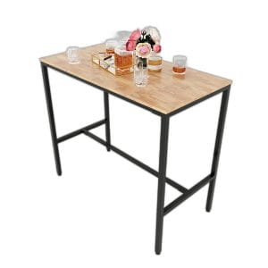 Bàn bar 120x60cm gỗ cao su chân sắt lắp ráp