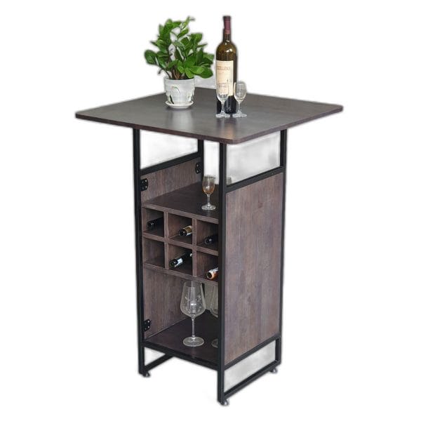 Bàn bar 70x70x105cm gỗ cao su kết hợp kệ đựng rượu