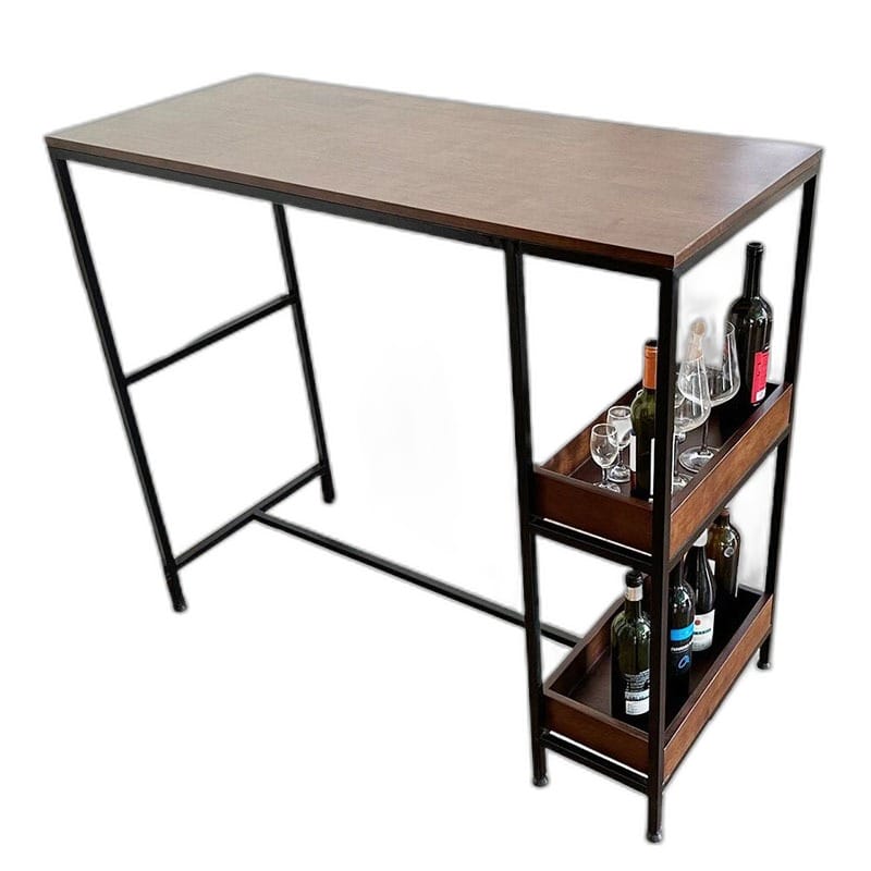 Bàn bar chân kết hợp kệ mặt gỗ khung sắt Bàn bar chân kết hợp kệ mặt gỗ khung sắt