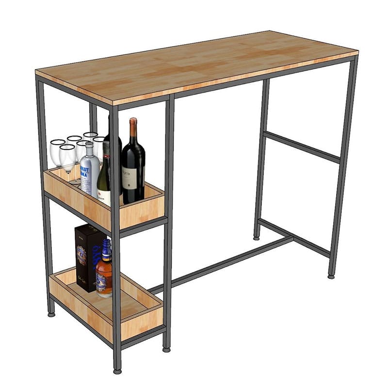 Bàn bar chân kết hợp kệ mặt gỗ khung sắt Bàn bar chân kết hợp kệ mặt gỗ khung sắt - hình 3