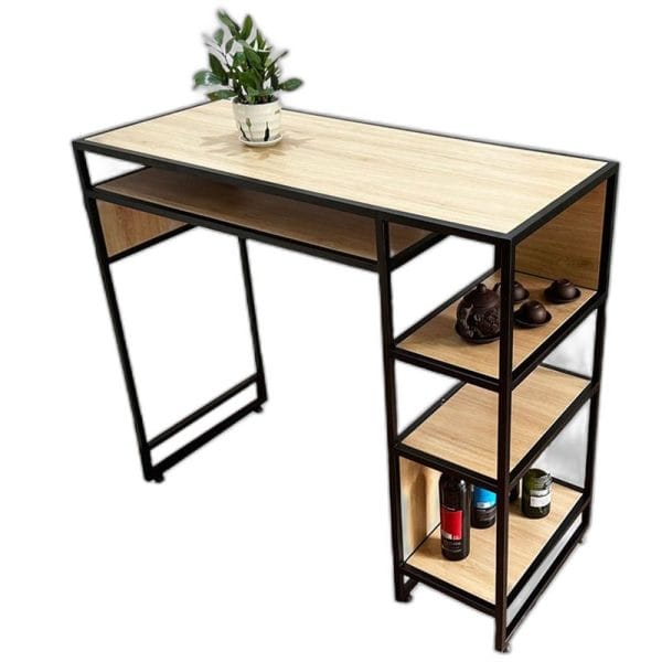 Bàn bar kết hợp kệ gỗ Plywood chân sắt