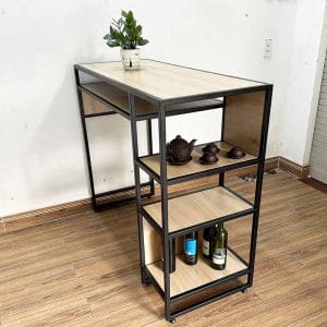 Bàn bar kết hợp kệ gỗ Plywood chân sắt - hình 1