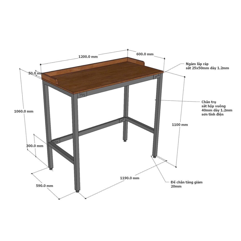 Bàn bar lắp ráp 120x60cm gỗ cao su Bàn bar lắp ráp 120x60cm gỗ cao su - hình 5