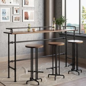 Bàn bar mặt gỗ chân sắt ống nước - hình 4