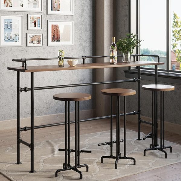 Bàn bar mặt gỗ chân sắt ống nước - hình 4