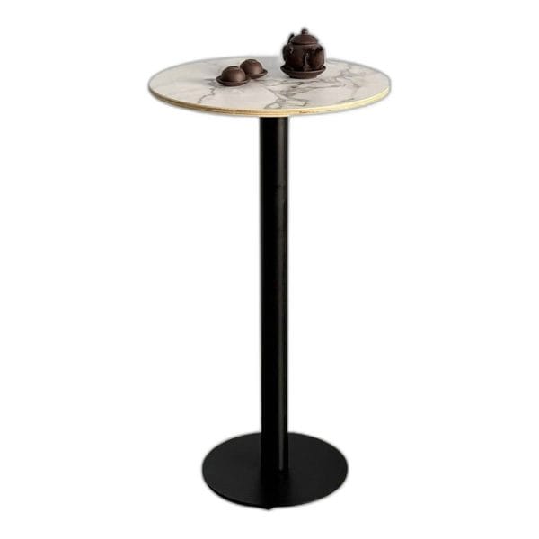 Bàn Bar tròn 60cm gỗ Plywood vân đá chân sắt