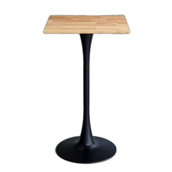 Bàn bar vuông 60cm chân sắt Tulip gỗ cao su