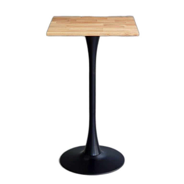 Bàn bar vuông 60cm chân sắt Tulip gỗ cao su