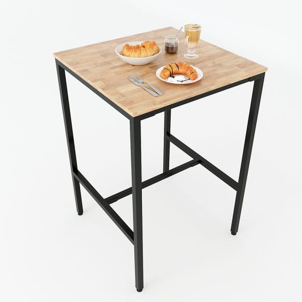 Bàn bar vuông 70cm gỗ cao su chân sắt sơn tĩnh điện - hình 1
