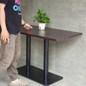 Bàn cafe chữ nhật 120x60cm gỗ tràm chân sắt đôi CFD68182 - hình 1