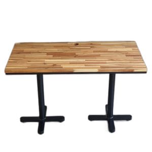 Bàn cafe chữ nhật 120x60cm gỗ tràm chân sắt đôi CFD68187