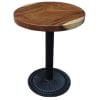 Bàn cafe gỗ me tây tròn 60cm dày 5cm chân sắt đế gang đúc
