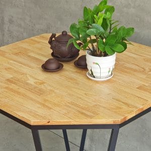Bàn cafe hình lục giác 80cm gỗ cao su chân sắt CFD68172 - hình 1