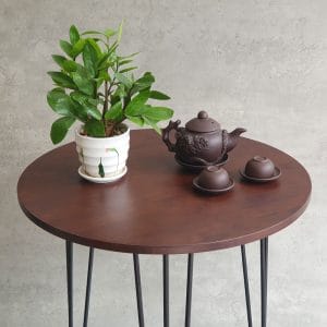 Bàn cafe mặt tròn 60cm gỗ cao su chân sắt Hairpin CFD68190 - hình 1