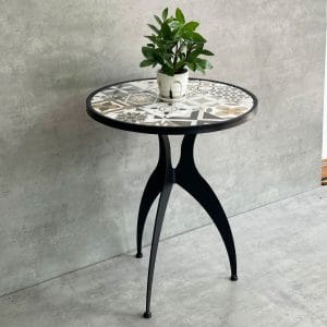 Bàn cafe tròn 60cm gạch men chân sắt nghệ thuật CFD68191 - hình 2