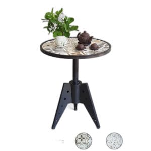 Bàn cafe tròn 60cm gạch men chân sắt nghệ thuật CFD68192