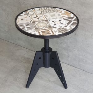 Bàn cafe tròn 60cm gạch men chân sắt nghệ thuật CFD68192 - hình 1