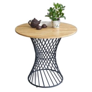 Bàn cafe tròn 60cm gỗ cao su chân sắt nghệ thuật CFD68177