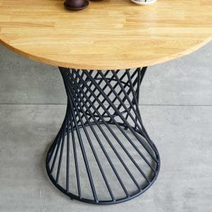 Bàn cafe tròn 60cm gỗ cao su chân sắt nghệ thuật CFD68177 - hình 1