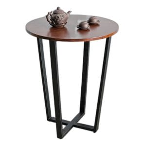 Bàn cafe tròn 60x60cm gỗ cao su chân sắt CFD68259
