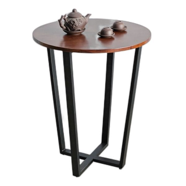 Bàn cafe tròn 60x60cm gỗ cao su chân sắt CFD68259