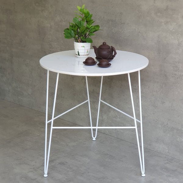 Bàn cafe tròn 70cm mặt đá vân mây chân sắt CFD68180 - hình 2