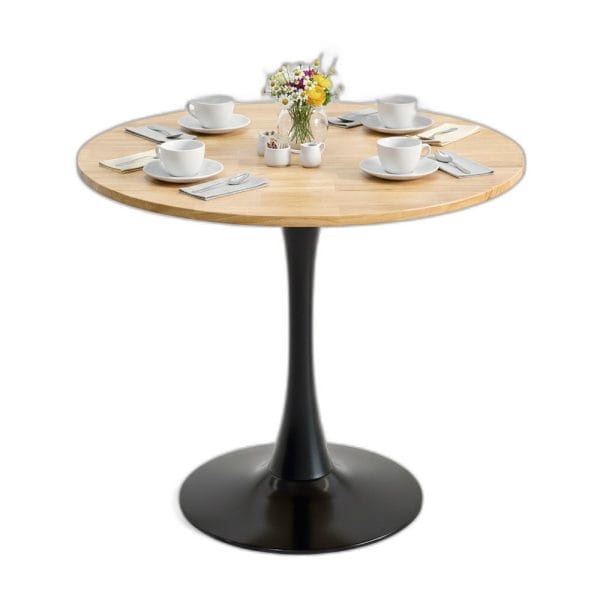 Bàn cafe tròn 80x80cm gỗ cao su chân Tulip CFD68286