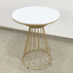 Bàn cafe tròn gỗ CAO SU chân cổ lọ sơn nhũ vàng CFD68043 - hình 1