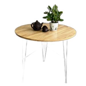 Bàn cafe tròn gỗ cao su chân sắt Hairpin CFD68171