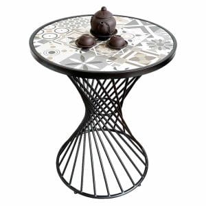 Bàn cafe tròn mặt gạch men chân sắt CFD68148 - hình 1
