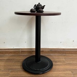 Bàn cafe tròn mặt gỗ tràm chân sắt mâm gang CFD68169 - hình 1