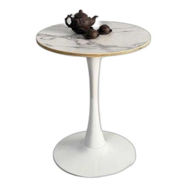 Bàn Cafe Tulip tròn 60cm mặt gỗ Plywood vân đá - CFD68244