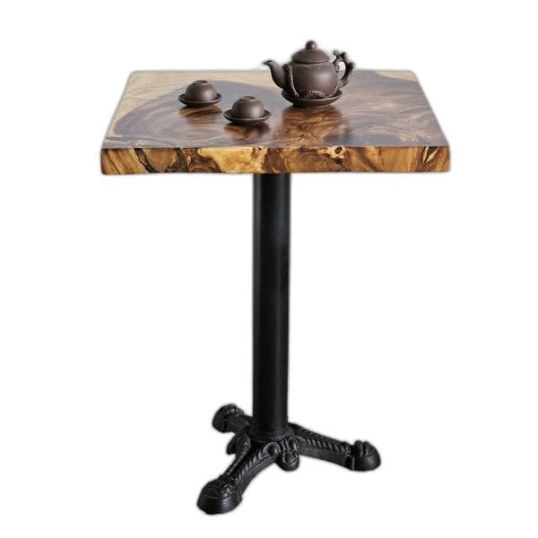 Bàn cafe vuông 60x60cm gỗ me tây chân đúc nghệ thuật CFD68234
