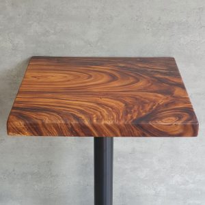 Bàn cafe vuông 60x60cm gỗ me tây dày 5cm chân gang đúc - hình 1