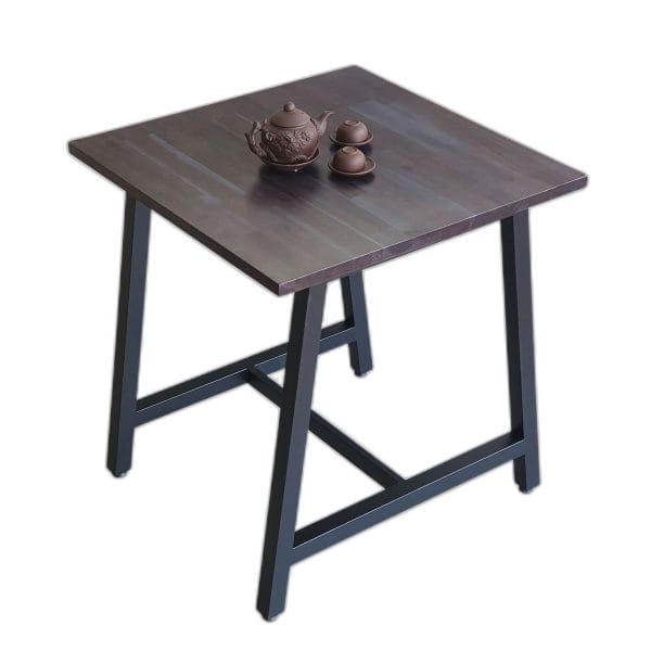 Bàn cafe vuông 70x70cm gỗ tràm chân sắt chữ A CFD68197