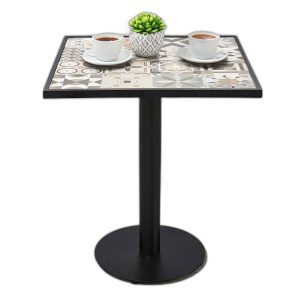 Bàn cafe vuông mặt gạch men hoa văn nâu CFD68099