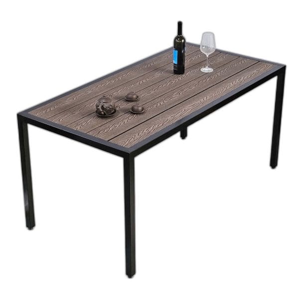 Bàn chữ nhật ngoài trời 160x80cm gỗ nhựa vân 3D