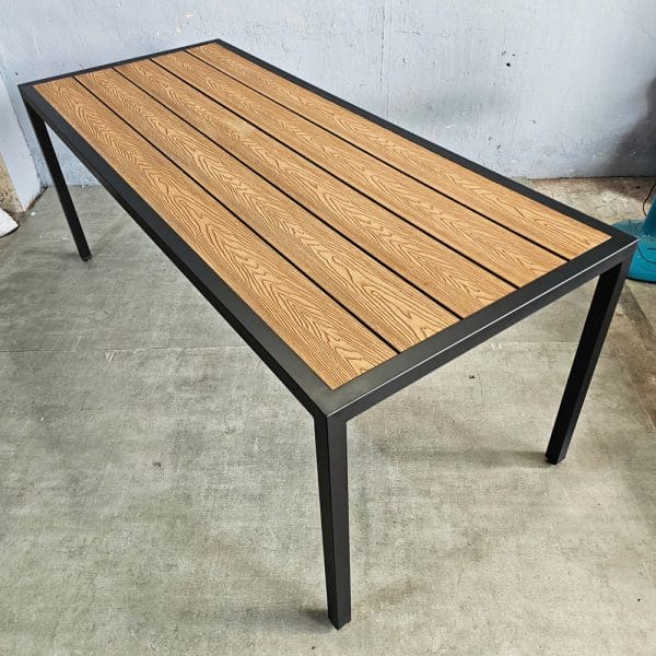 Bàn chữ nhật ngoài trời 180x80cm gỗ nhựa vân 3D - hình 2