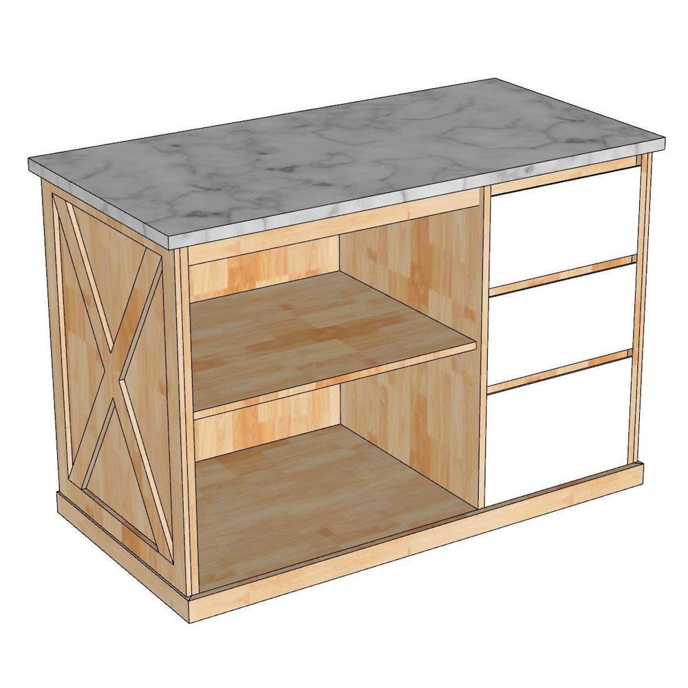 Bàn đảo bếp 120x61x85cm mặt đá gỗ cao su Bàn đảo bếp 120x61x85cm mặt đá gỗ cao su - hình 1