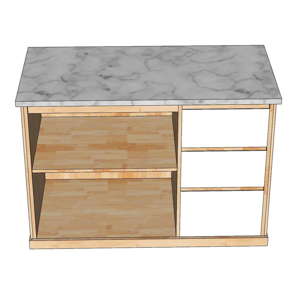 Bàn đảo bếp 120x61x85cm mặt đá gỗ cao su Bàn đảo bếp 120x61x85cm mặt đá gỗ cao su - hình 2