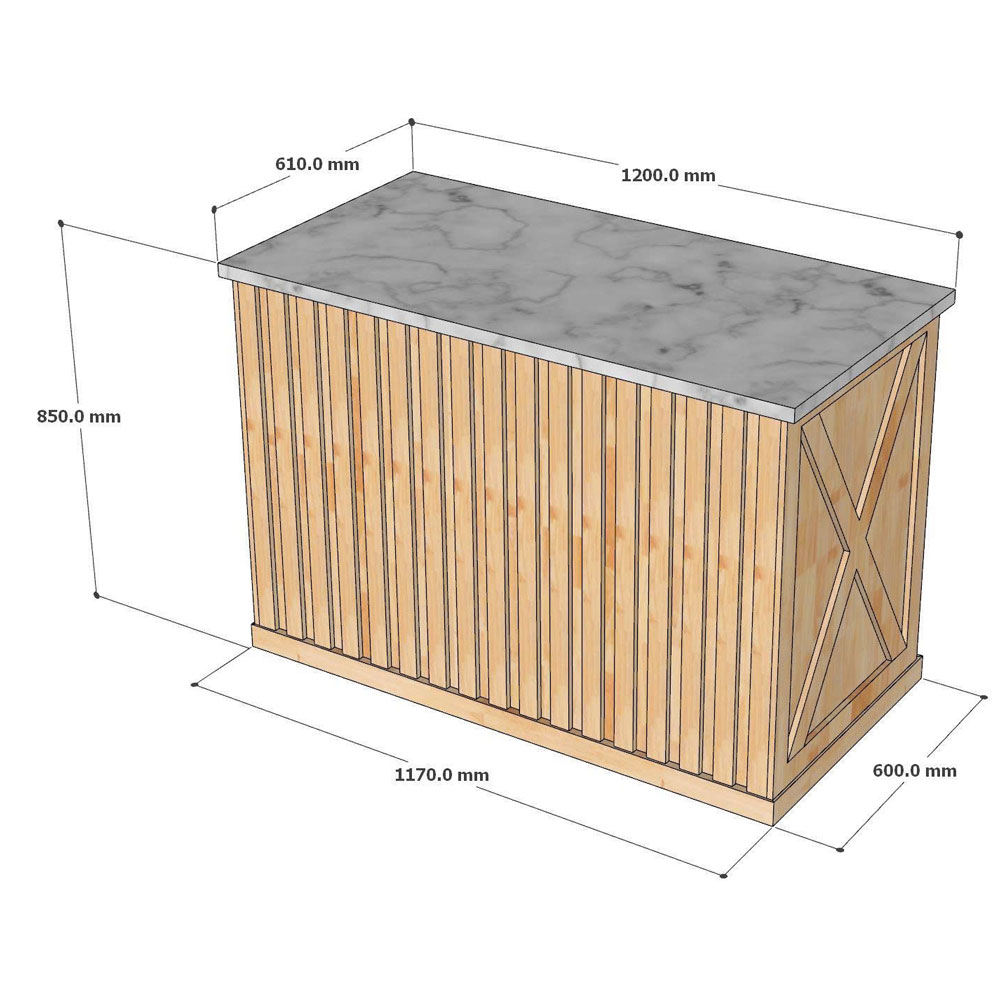 Bàn đảo bếp 120x61x85cm mặt đá gỗ cao su Bàn đảo bếp 120x61x85cm mặt đá gỗ cao su - hình 4