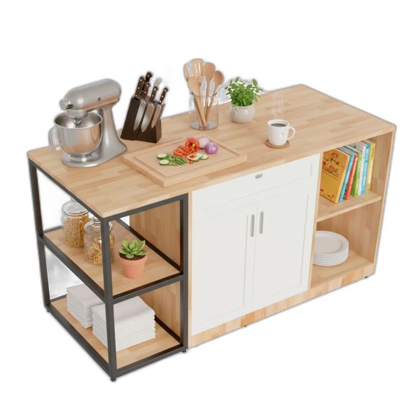 Bàn đảo bếp 160x70x81cm gỗ cao su