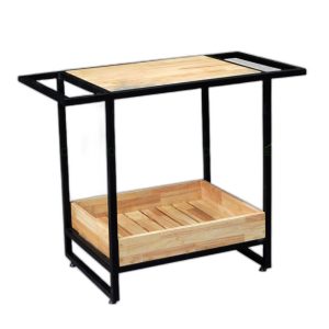 Bàn đảo bếp đa năng 95x50x75 gỗ cao su khung sắt