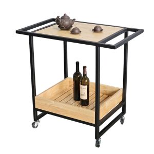 Bàn đảo bếp đa năng 95x50x75 gỗ cao su khung sắt - hình 1